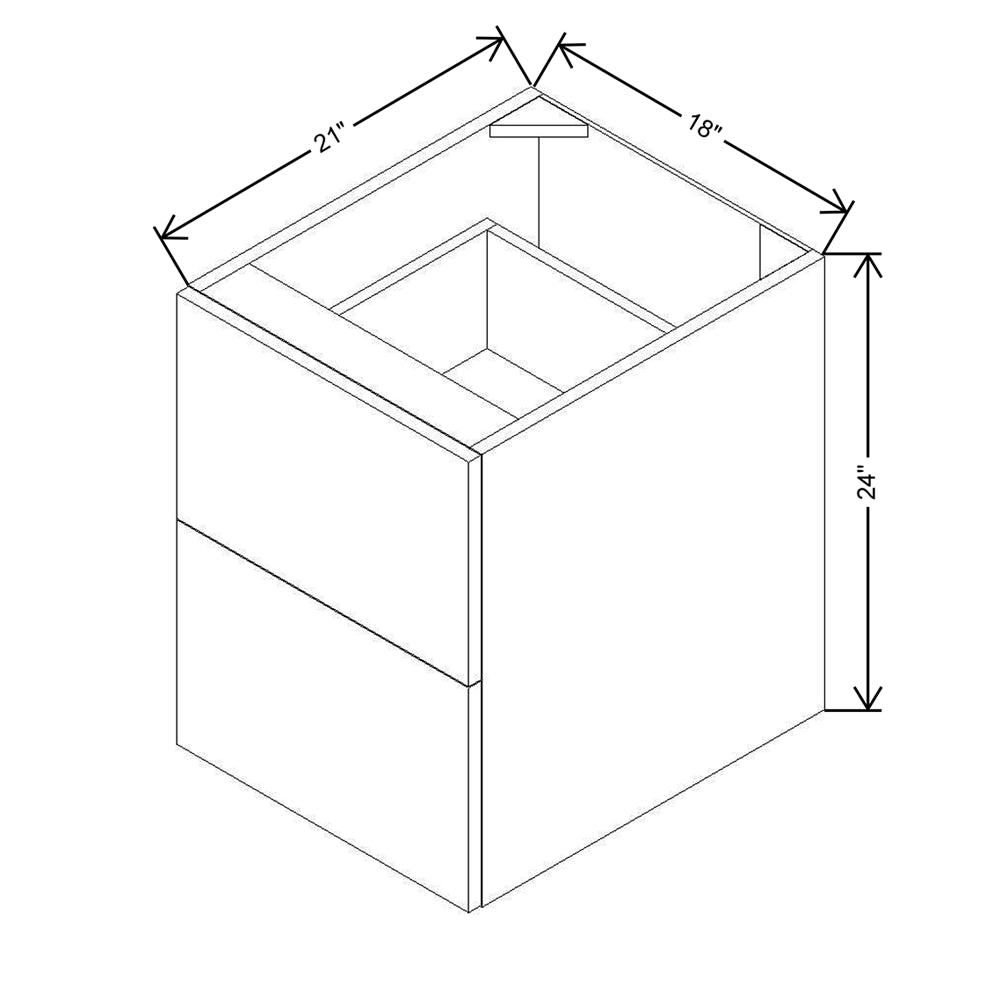 Modernform Cabinet Natural Oak 18" W X 24" H X 21" D Vanity Floating Drawers Cabinet